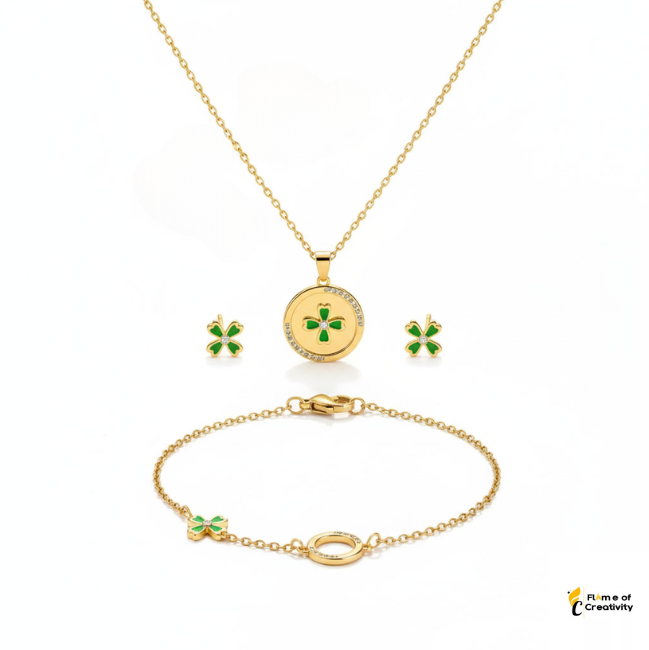 Golden Moments Jewelry Set Elegant Zircon Necklace, Bracelet & Earrings Gift Set for Women