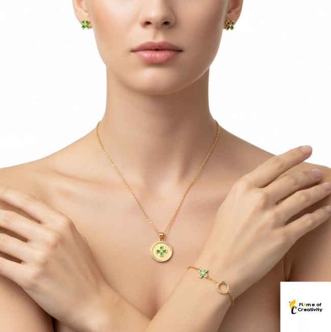 Golden Moments Jewelry Set Elegant Zircon Necklace, Bracelet & Earrings Gift Set for Women