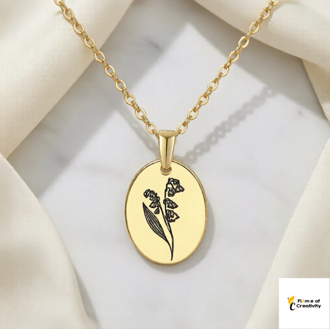 May Lily Birth Flower Necklace Delicate Floral Pendant Jewelry for Women