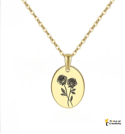 June Rose Birth Flower Necklace Delicate Floral Pendant Jewelry for Women