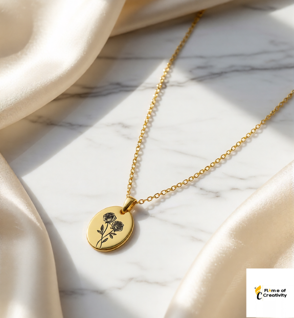 June Rose Birth Flower Necklace Delicate Floral Pendant Jewelry for Women
