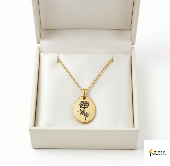 October Marigold Birth Flower Necklace Delicate Floral Pendant Jewelry for Women