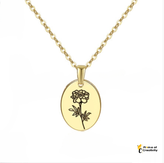 October Marigold Birth Flower Necklace Delicate Floral Pendant Jewelry for Women
