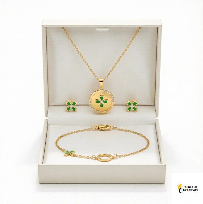 Golden Moments Jewelry Set Elegant Zircon Necklace, Bracelet & Earrings Gift Set for Women
