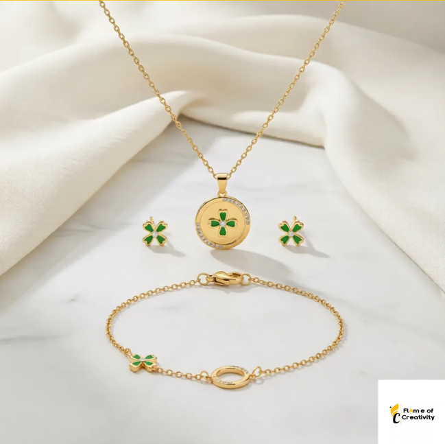 Golden Moments Jewelry Set Elegant Zircon Necklace, Bracelet & Earrings Gift Set for Women